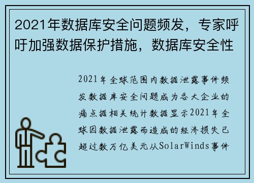 2021年数据库安全问题频发，专家呼吁加强数据保护措施，数据库安全性问题